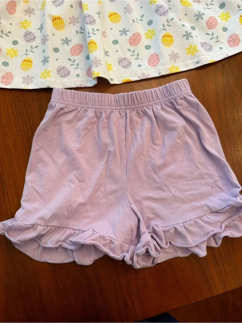 Stitchy Fish Easter Pastel Egg Print Girls Set with Lilac Collar size 5